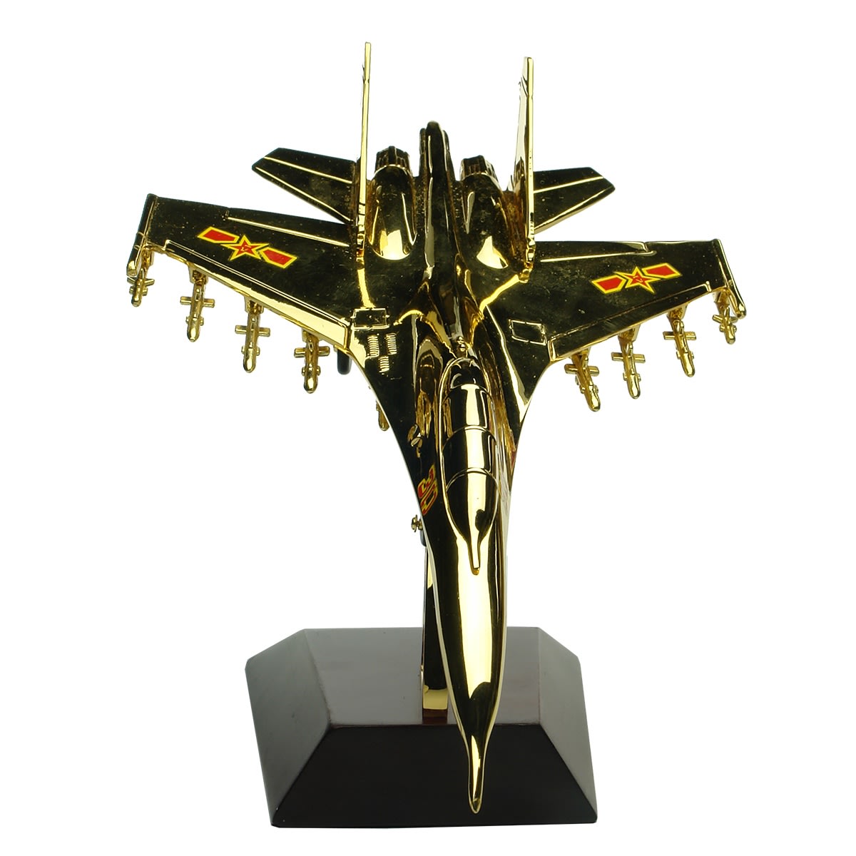 Miscellaneous. Heavy Gold Look Metal Model Fighter Plane with Stand in Original Purpose Made Case.