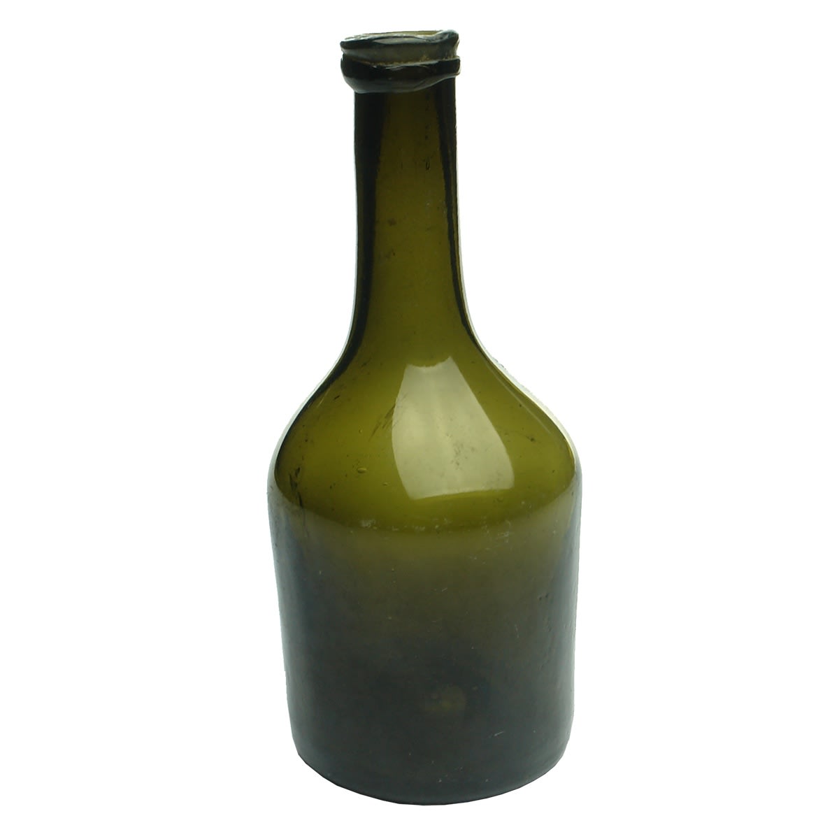 Small black glass wine. Large and sharp tube pontil scar to base.