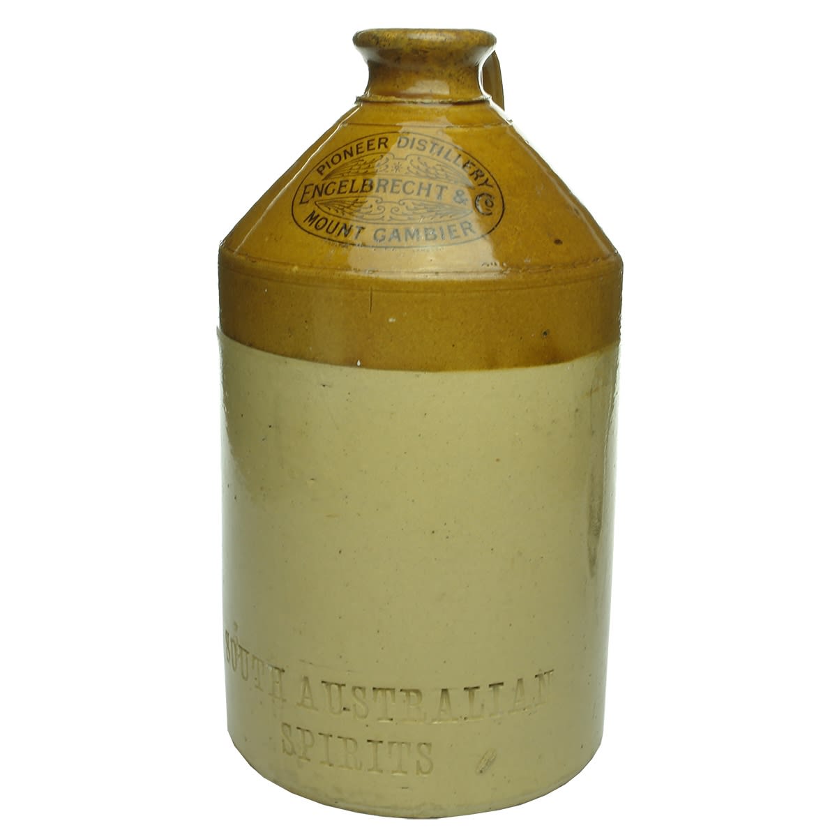 Demijohn. Engelbrecht & Co., Pioneer Distillery, Mount Gambier. South Australian Spirits. Doulton. (South Australia)