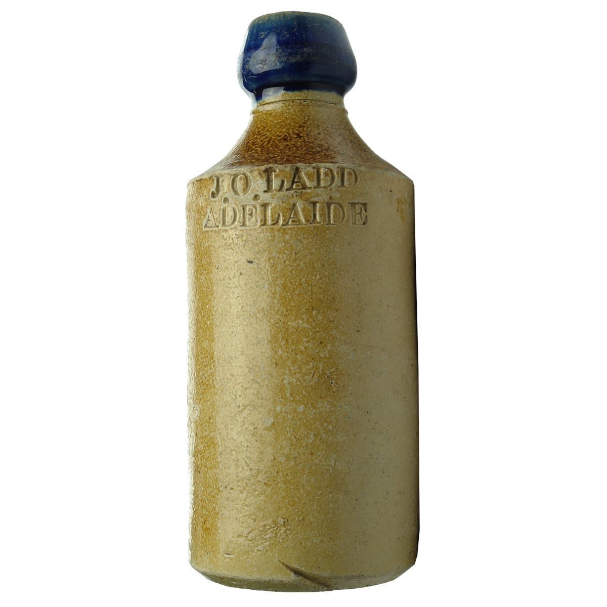 Ginger Beer. J. O. Ladd, Adelaide. Doulton Lambeth. Blue top. Impressed. (South Australia)