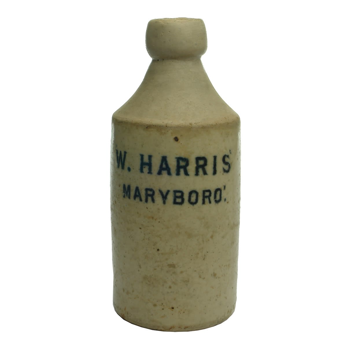 Ginger Beer. W. Harris, Maryboro'. Glasgow pottery. Black Print. (Maryborough, Queensland)