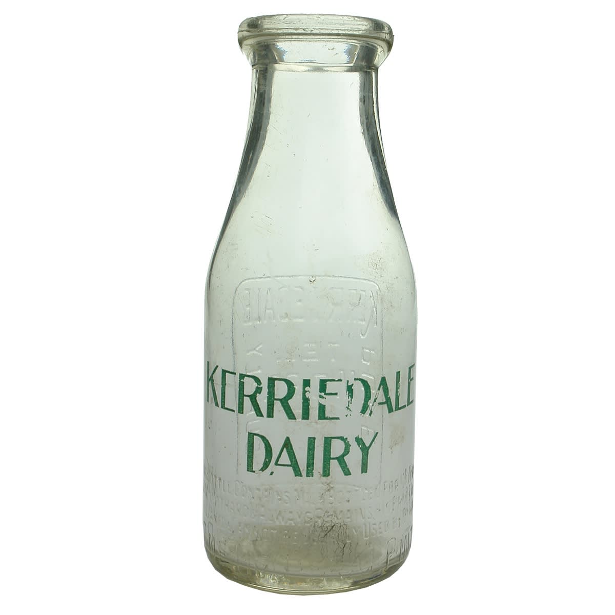 Milk. Kerriedale Pure Milk Supply. Wad Lip. Ceramic Label. 1 Pint. (Mordialloc, Victoria)