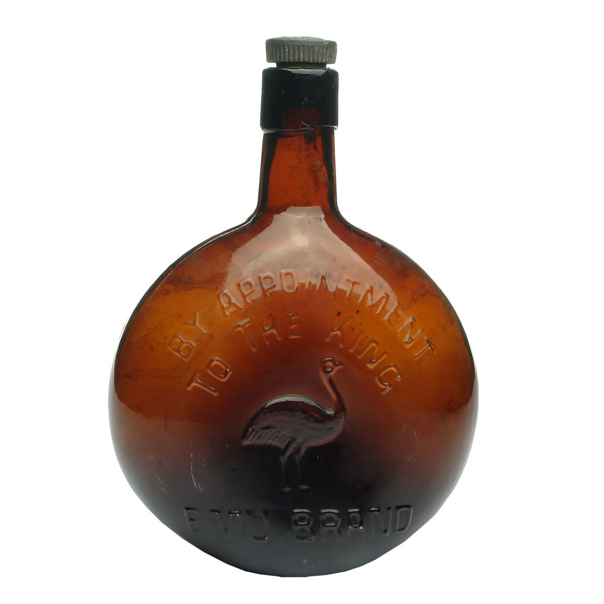 Wine. Emu Brand. Chestnut Shape. Internal Thread. Amber. 30 oz.