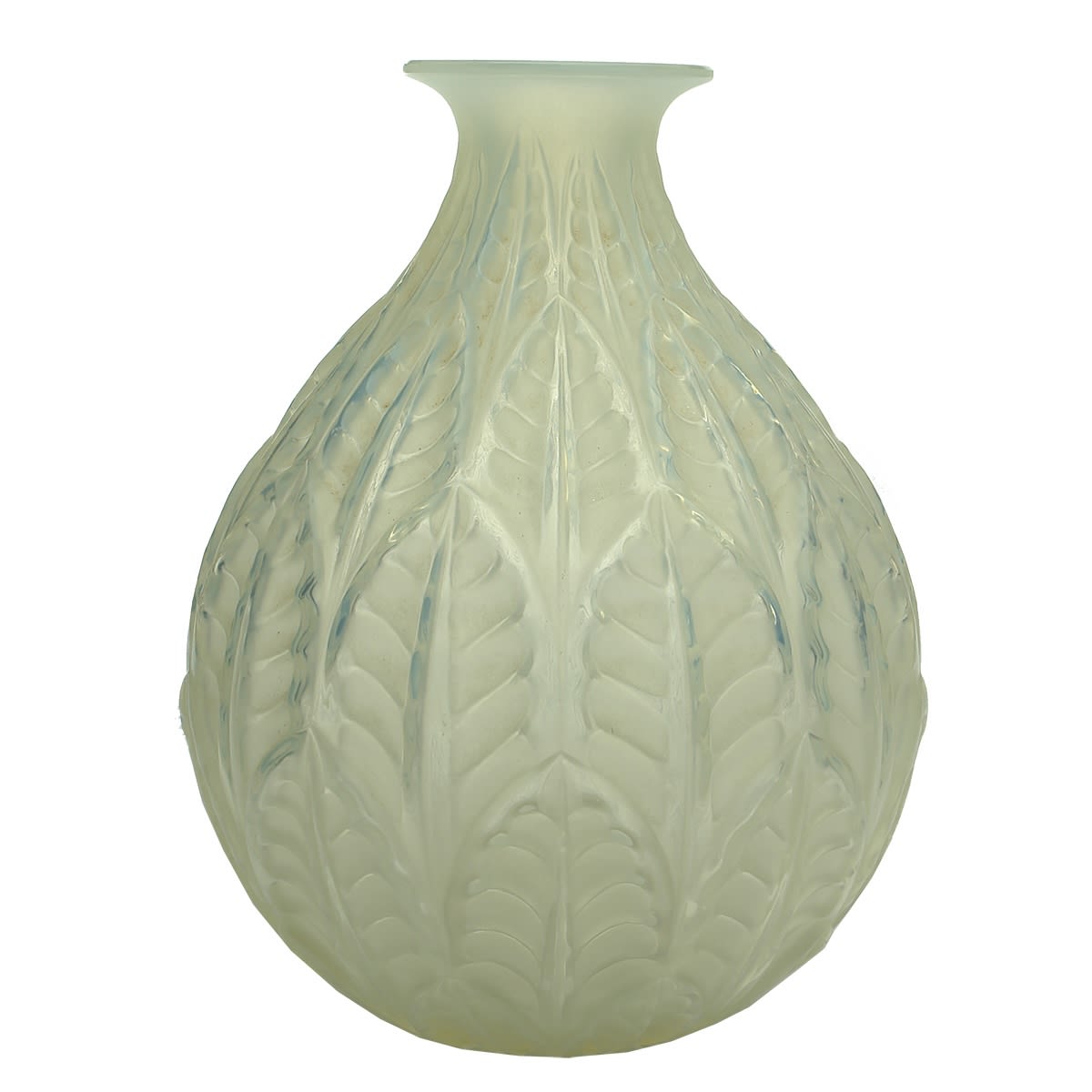 Lalique Glass Vase. Malesherbes pattern. Engraved base R. Lalique France No 1014 or 7074. Hardy Bros Australia sticker.