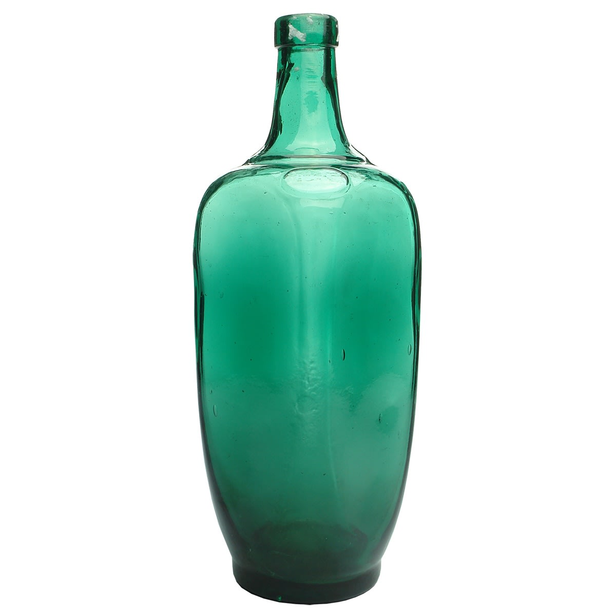 Whisky. Thornes. Moulded "seal" to shoulder. Brilliant green colour.