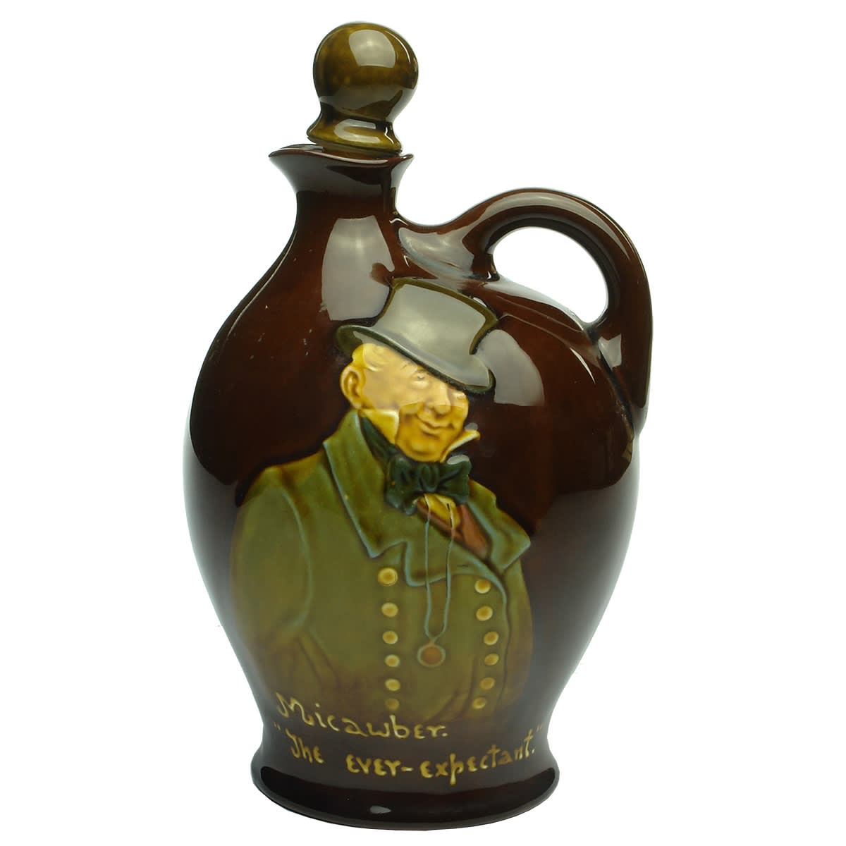 Whisky. Micawber "The ever-expectant." Kingsware Dewar's Whisky Jug. Royal Doulton.