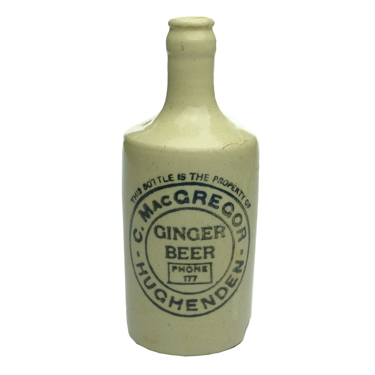 Ginger Beer. C. MacGregor, Hughenden. All White Crown Seal. (Queensland)