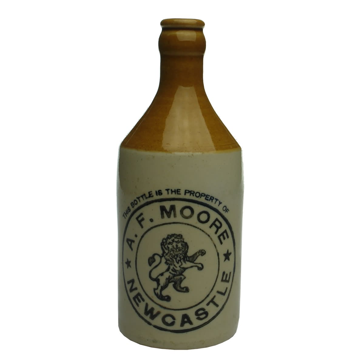 Ginger Beer. A. F. Moore, Newcastle. Crown Seal. Fowler Sydney stamp. (New South Wales)