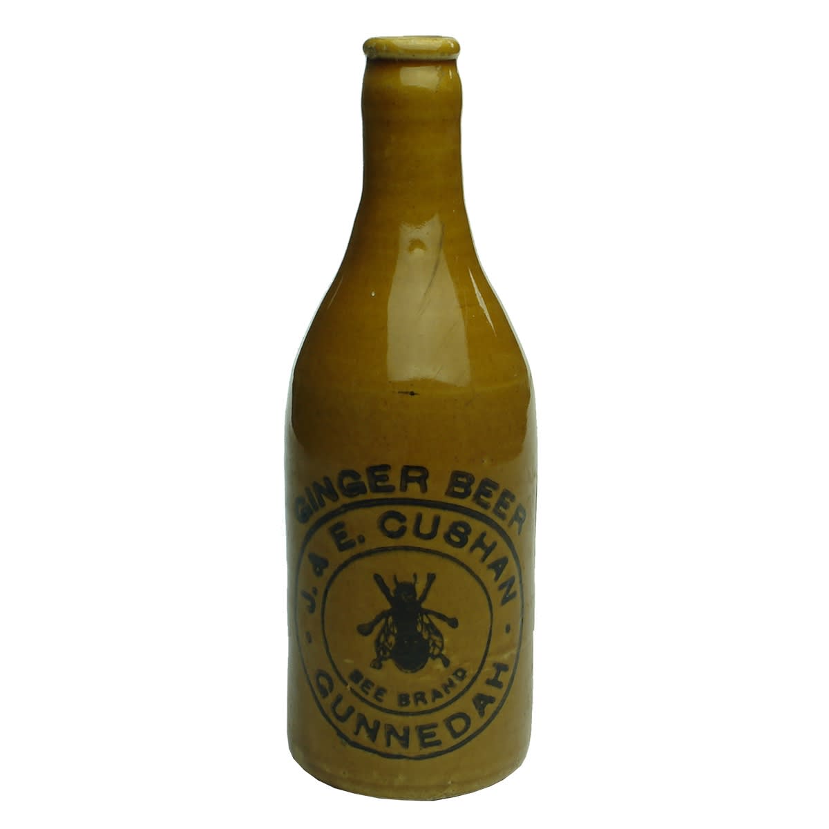 Ginger Beer. J. & E. Cushan, Bee Brand, Gunnedah. Crown Seal. All Tan. (New South Wales)