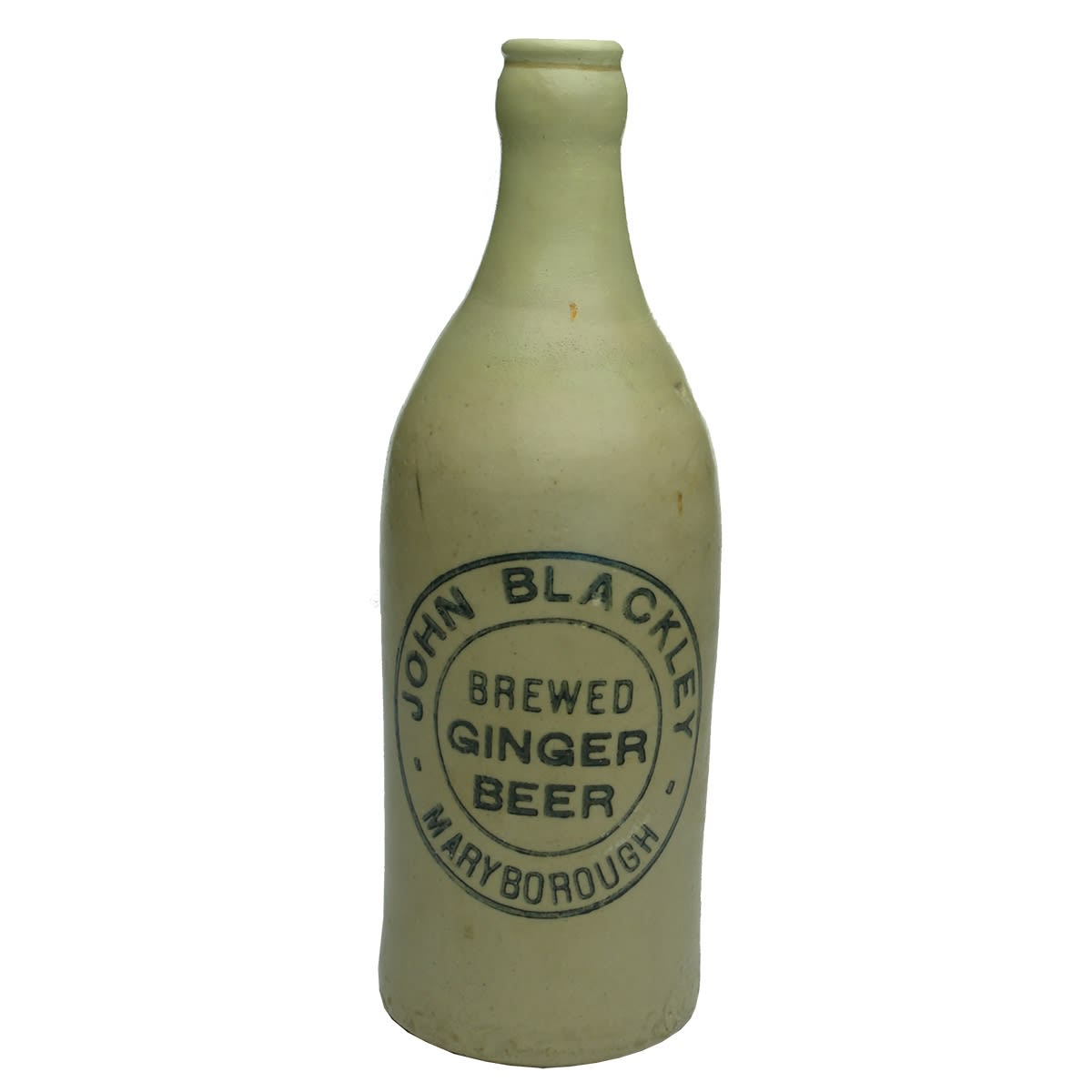 Ginger Beer. John Blackley, Maryborough. Crown seal. All White. Repaired. (Queensland)