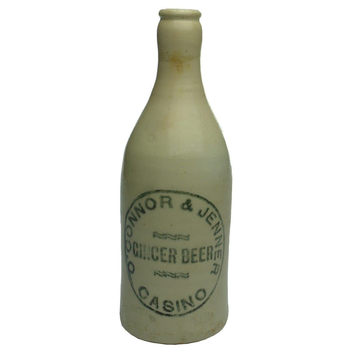 Ginger Beer. O'Connor & Jenner, Casino. Repaired. All White Crown Seal. (New South Wales)