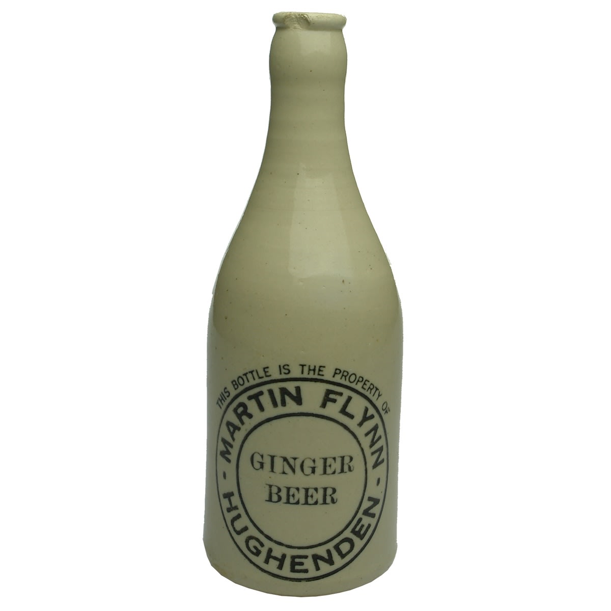 Ginger Beer. Martin Flynn, Hughenden. Fowler Sydney pottery. All White. Crown Seal. (Queensland)