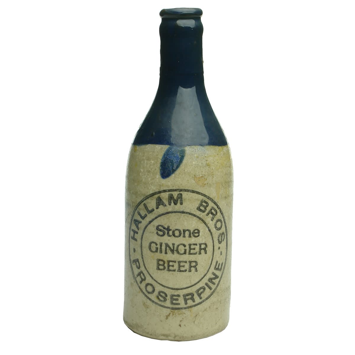 Ginger Beer. Hallam Bros., Proserpine. Blue top Crown Seal. Repaired. (Queensland)