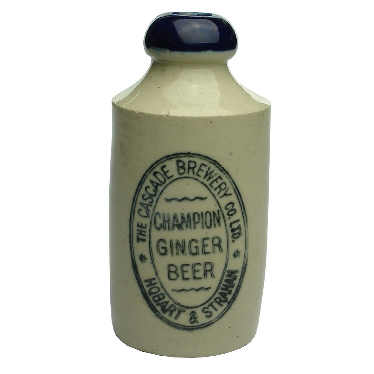 Ginger Beer. The Cascade Brewery Co Ltd, Hobart & Strahan. Dump. Blue Lip. 10 oz. Bendigo Pottery (Tasmania)