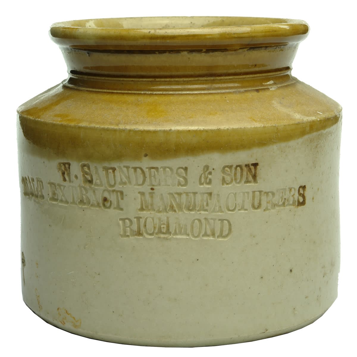 Jar. W. Saunders & Son, Richmond. Malt Extract. Tan Top. 5 Pounds. (Victoria)