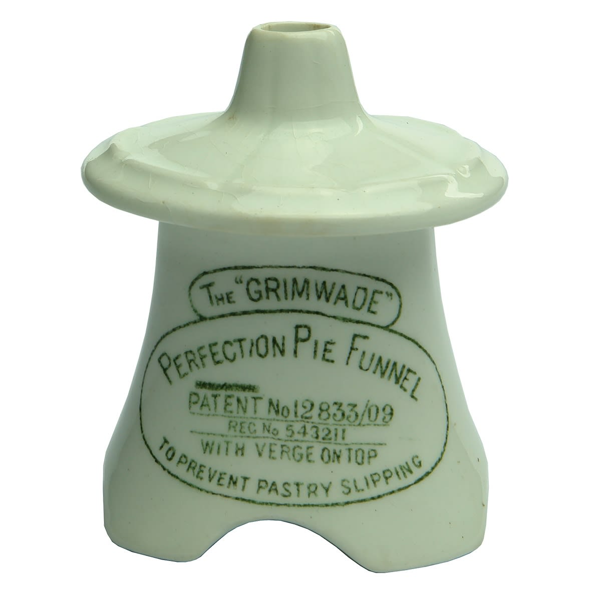 Pie Funnel. The Grimwade Perfection Pie Funnel. To prevent pastry slipping.