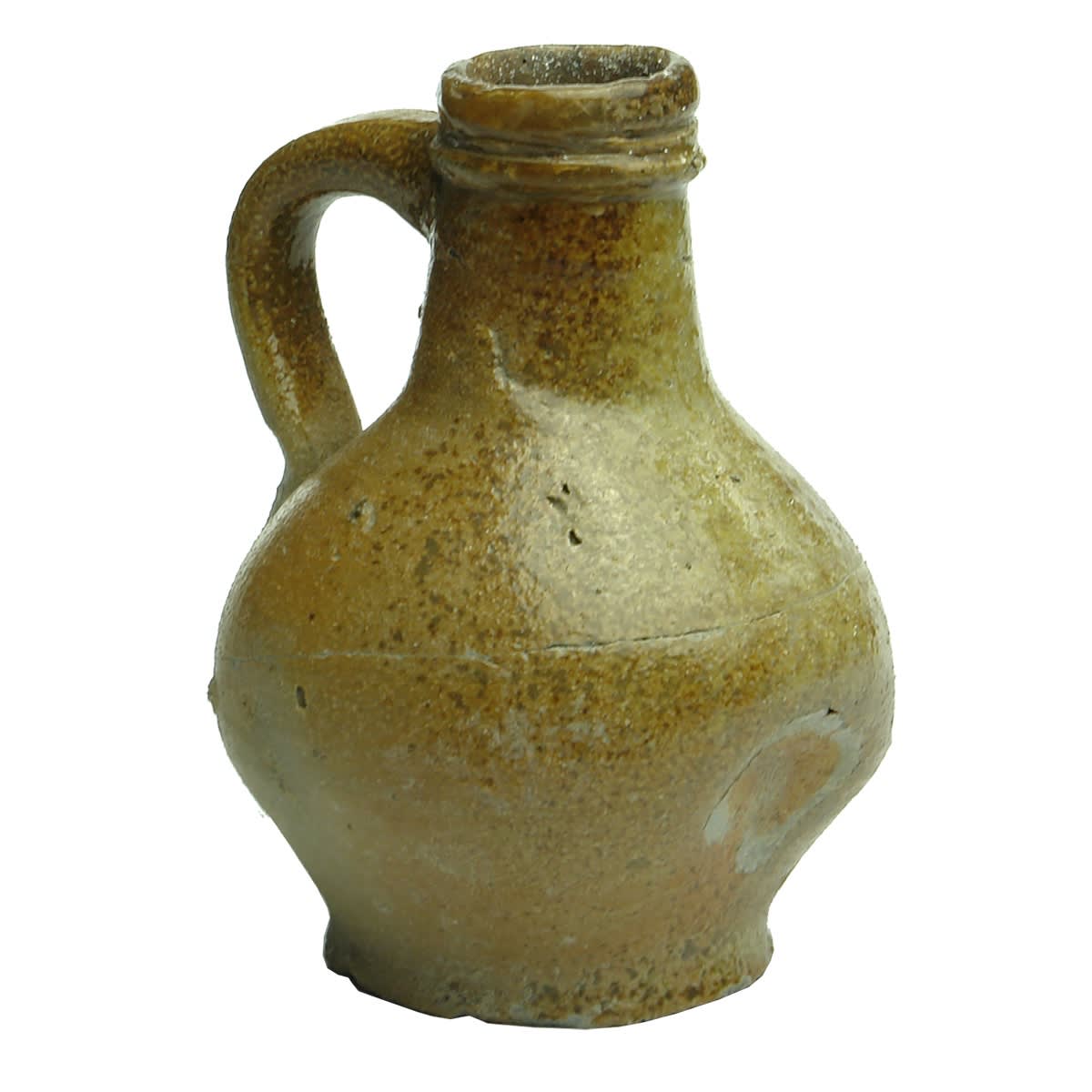 Mini Bellarmine or Bartmann Jug. Salt Glaze. Repaired.