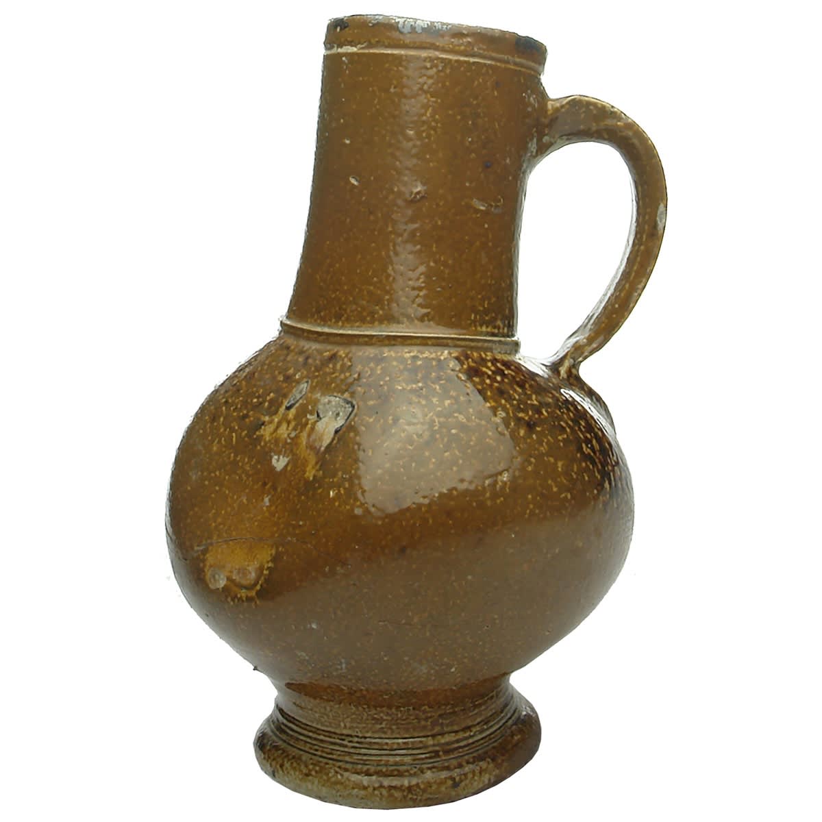 Pottery. Very early Bellarmine like handled jug. Repaired.