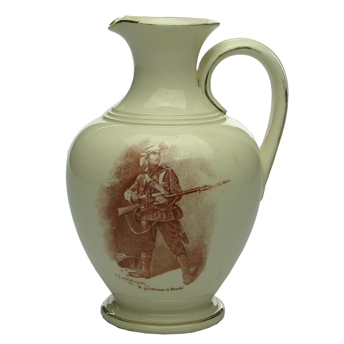 Small jug. A gentleman in Kharki. Absent Minded Beggar Rudyard Kipling. MacIntyre Burslem.