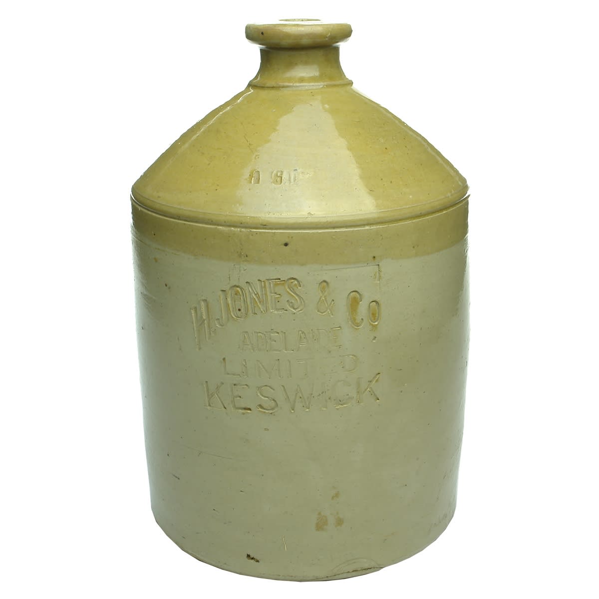 Demijohn. H. Jones & Co Adelaide Limited, Keswick. Impressed. 1 Gallon. (South Australia)