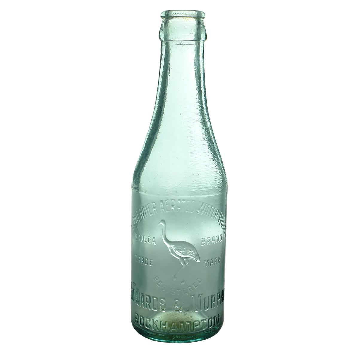 Crown Seal. The Premier Aerated Water Works, Edwards & Murphy, Rockhampton. Brolga. Aqua. 6 oz. (Queensland)