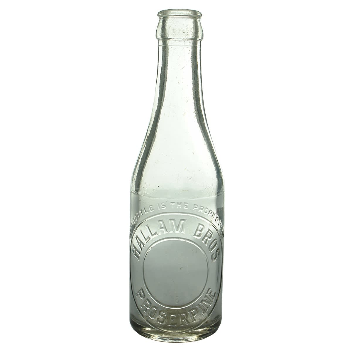 Crown Seal. Hallam Bros., Proserpine. Clear. 6 oz. (Queensland)