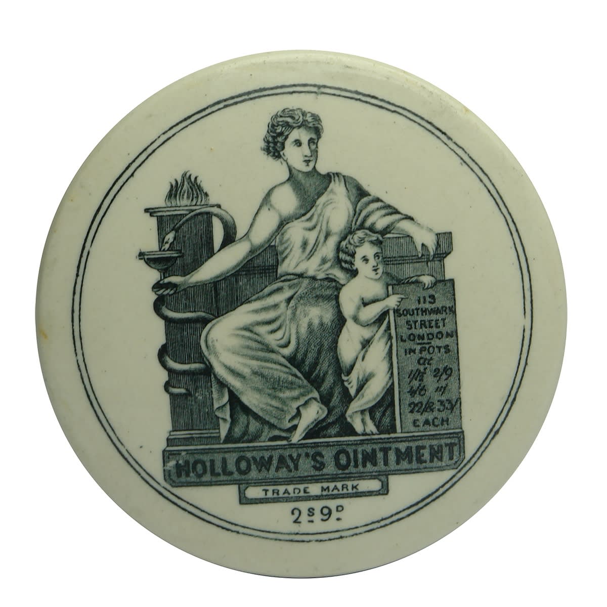 Pot Lid. Holloway's, Southwark Street. 2s 9d size. (United Kingdom)