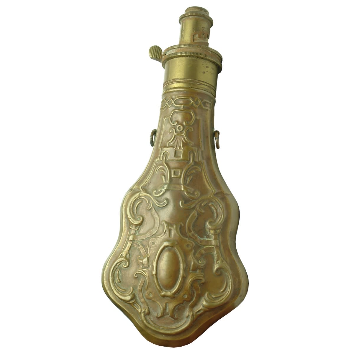 Copper/Brass Powder flask. Working mechanism.