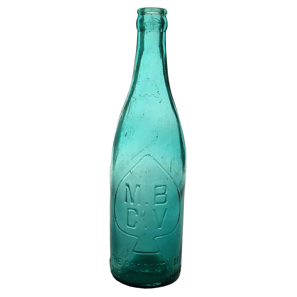 Beer. Half size MBCV Spade. Crown Seal. Manufacturers Bottle Co of Victoria. Kerosene type of colour. (Victoria)