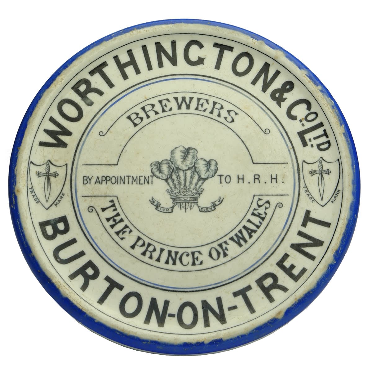 Advertising Change Tray or Jug stand: Worthington & Co Ltd, Burton on Trent. Brewers to the Prince of Wales. Cauldon.