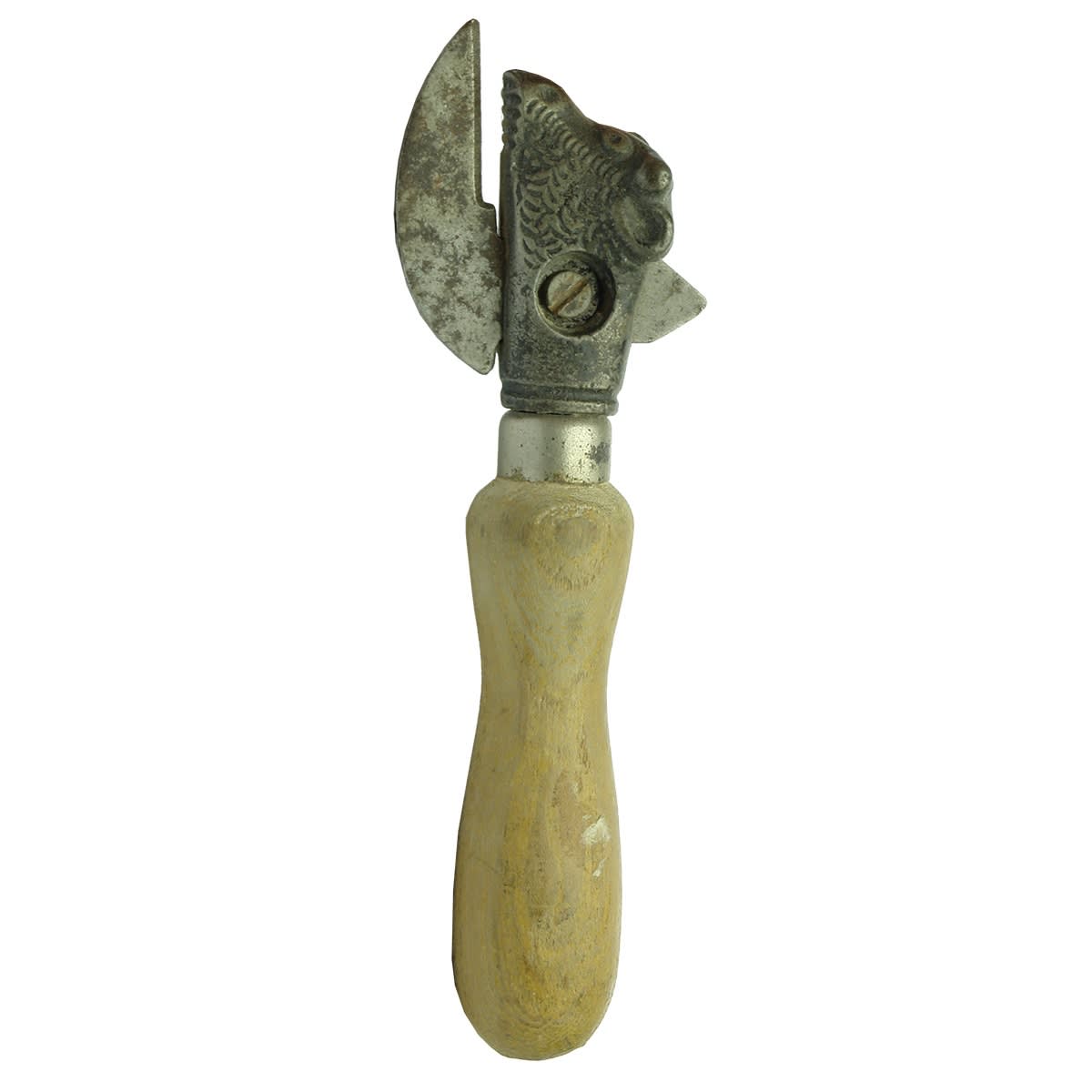 Opener. Bull's Head Can Opener with Wooden Handle.