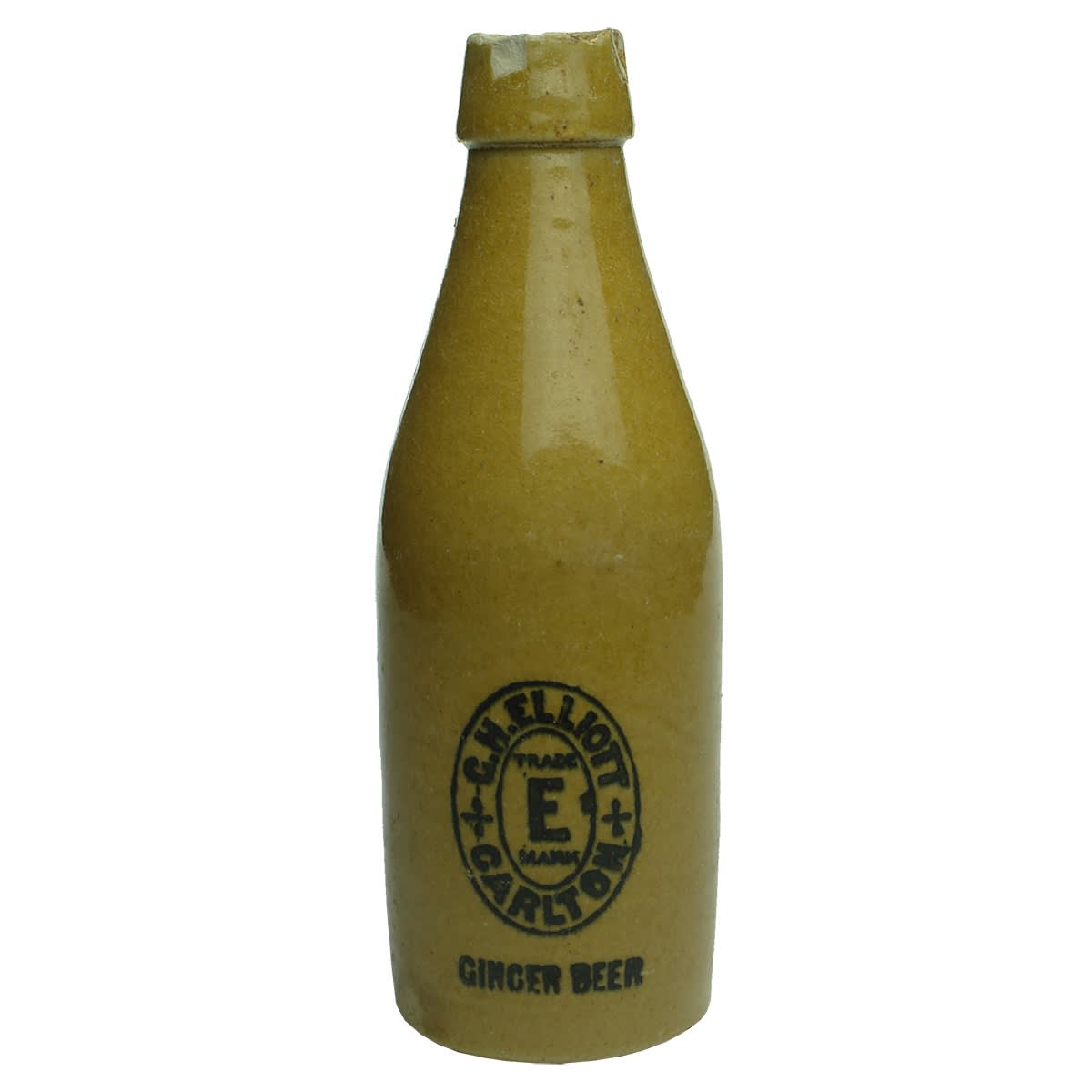 Ginger Beer. G. H. Elliott, Carlton. Bendigo Pottery. All Tan. (Victoria)