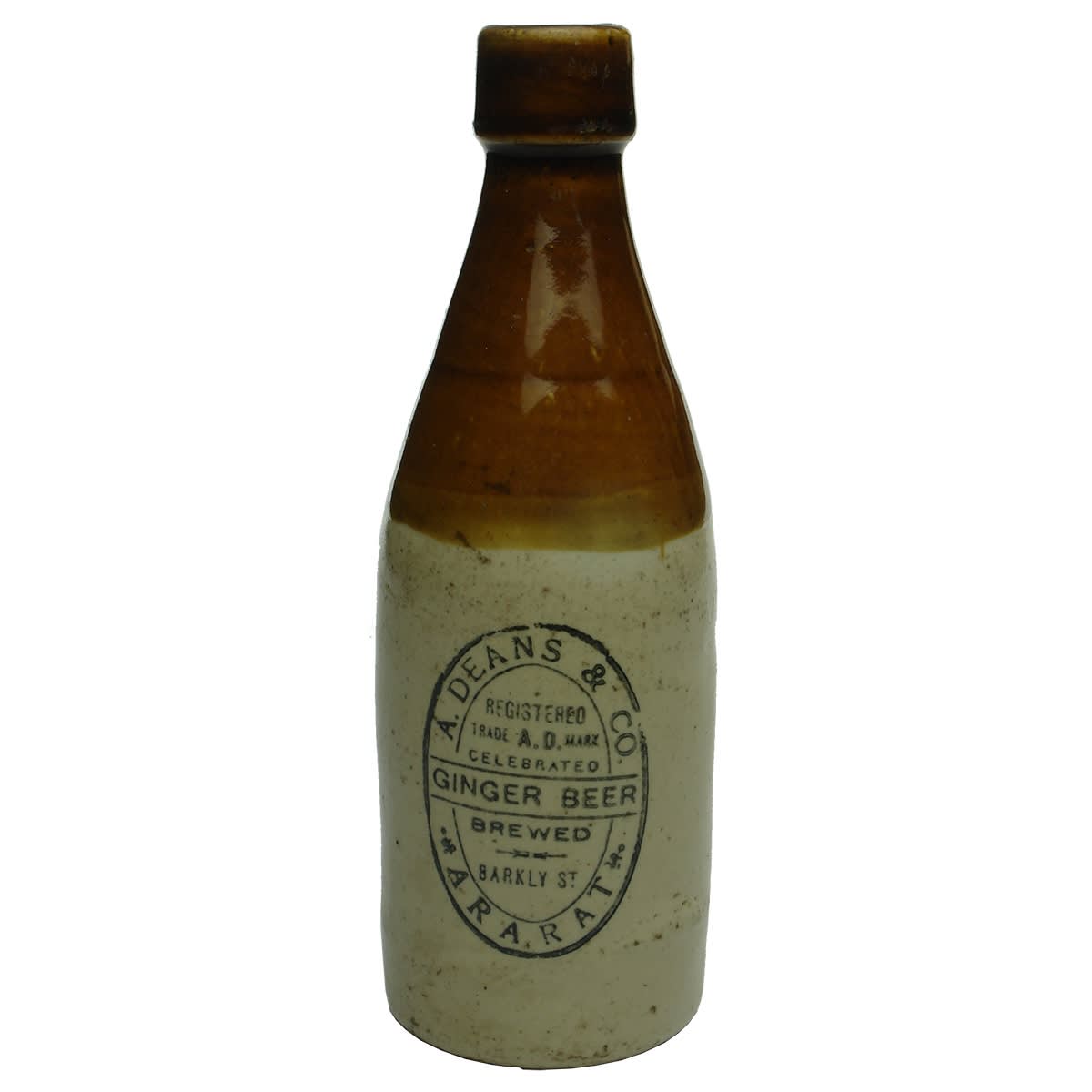 Ginger Beer. A. Deans & Co., Ararat. Champagne. Chocolate top. No Potters Stamp. (Victoria)