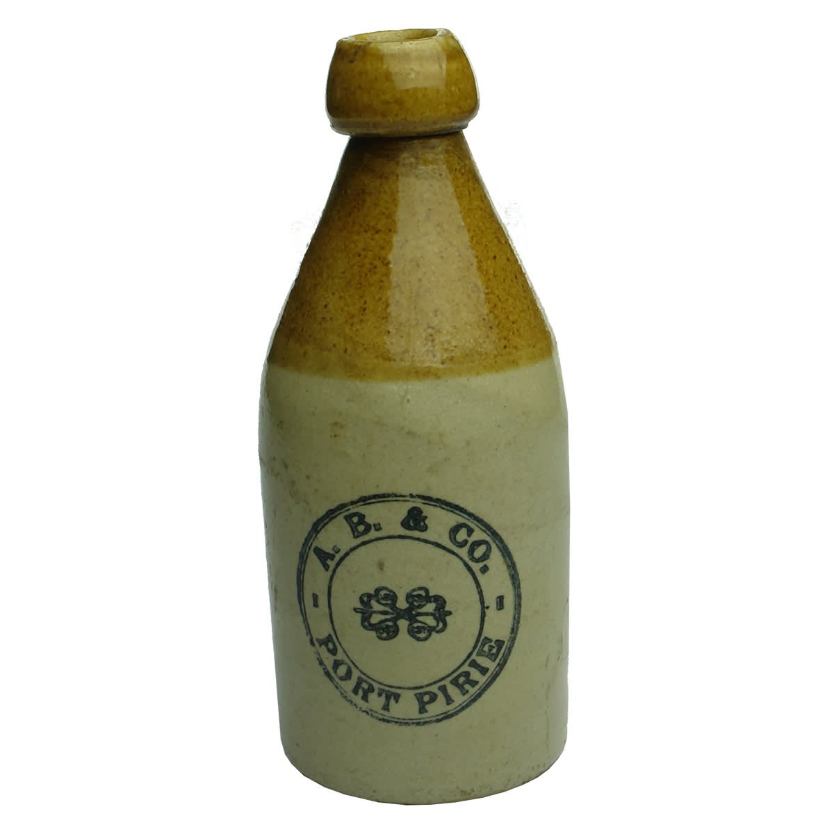 Ginger Beer. A. B & Co. Port Pirie. Bendigo Pottery. Repaired. (South Australia)