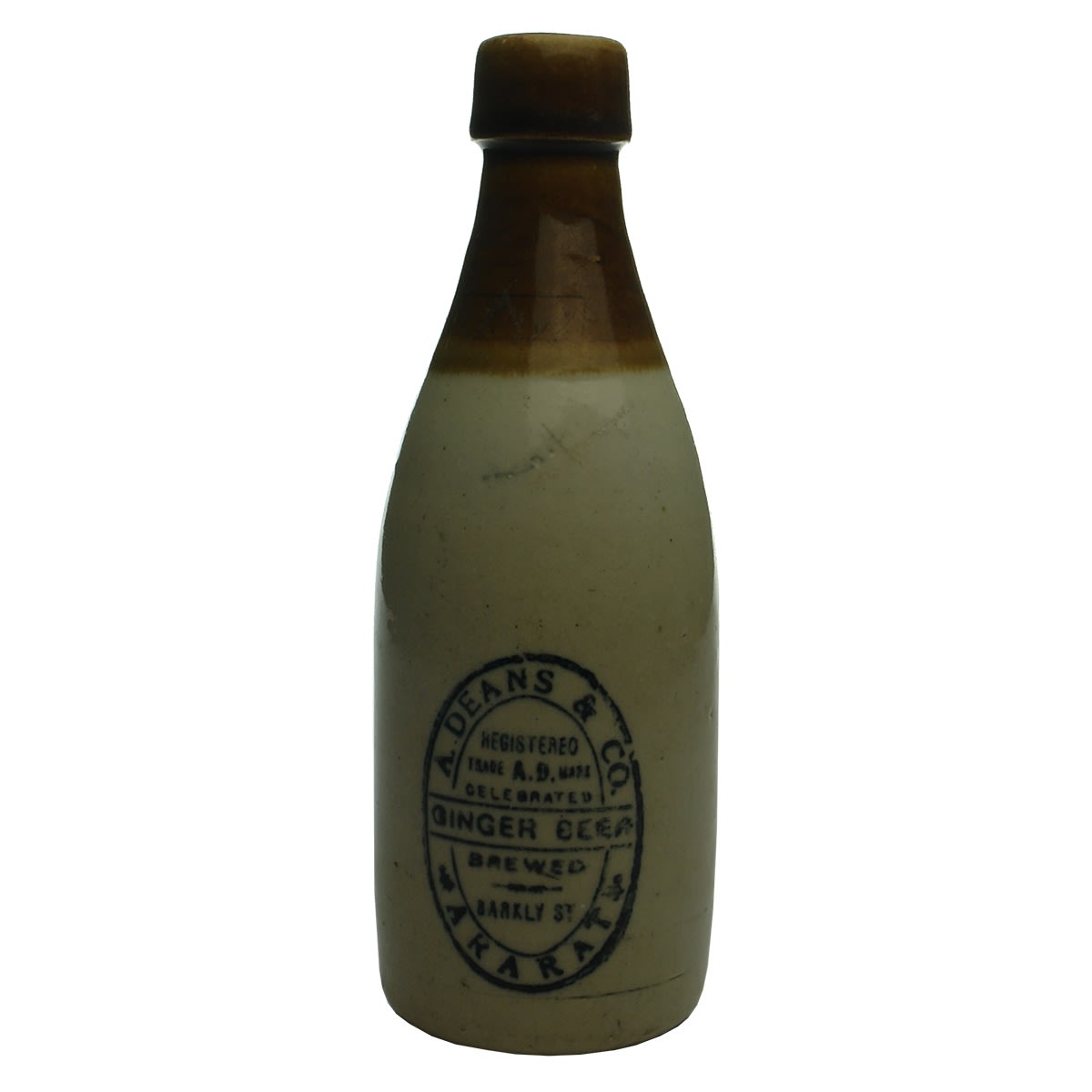 Ginger Beer. A. Deans & Co., Ararat. Champagne. Tan top. No Potters Stamp. (Victoria)