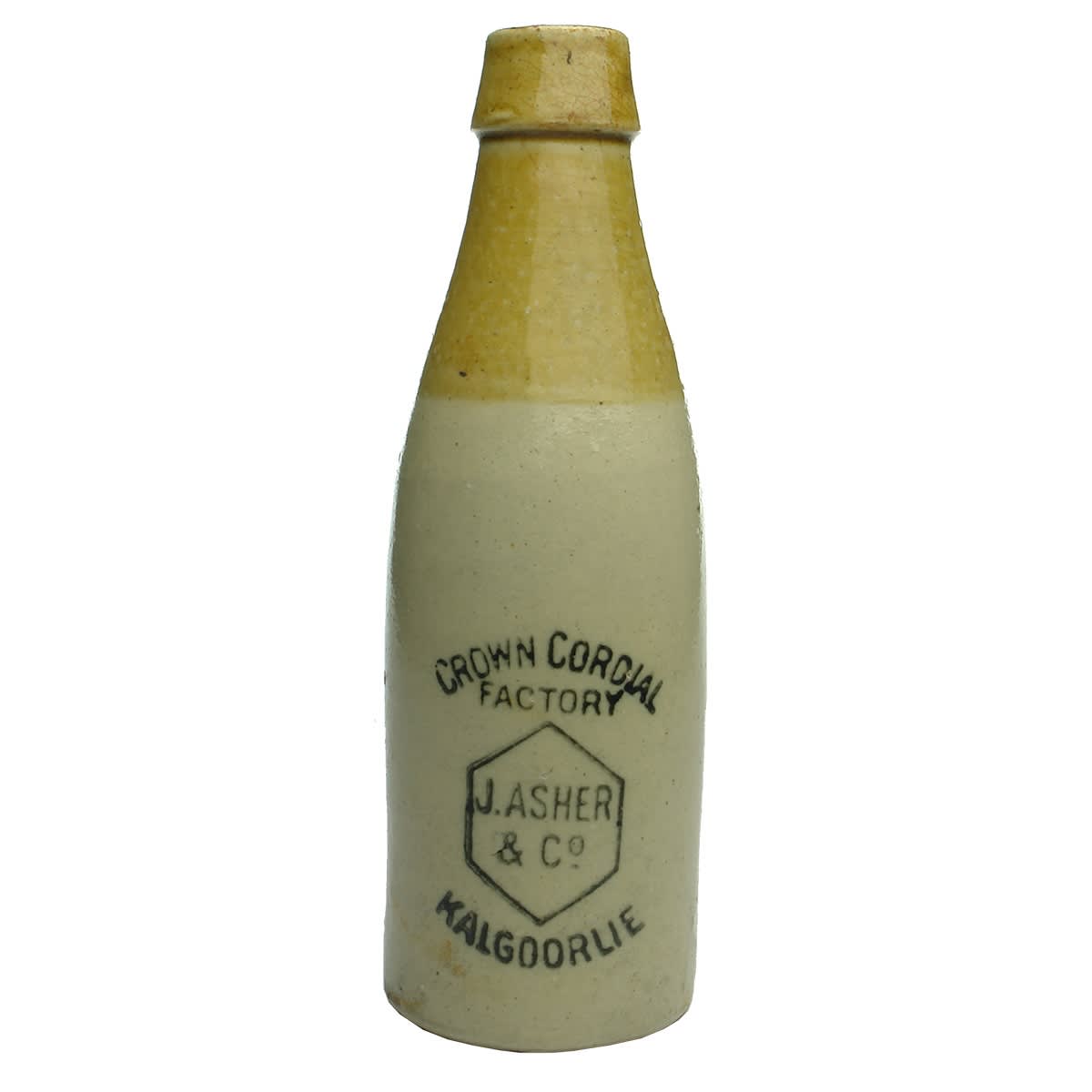 Ginger Beer. J. Asher & Co., Kalgoorlie. Champagne. Tan Top. (Western Australia)