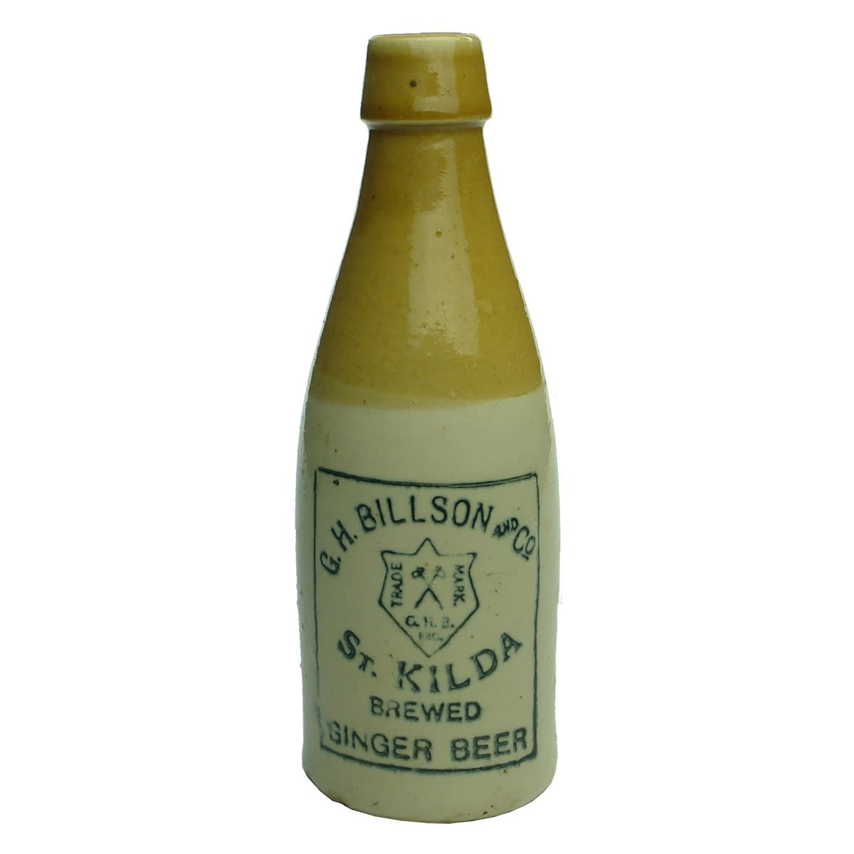 Ginger Beer. G. H. Billson and Co, St Kilda. Scottish made. Tan Top. Champagne. (Victoria)