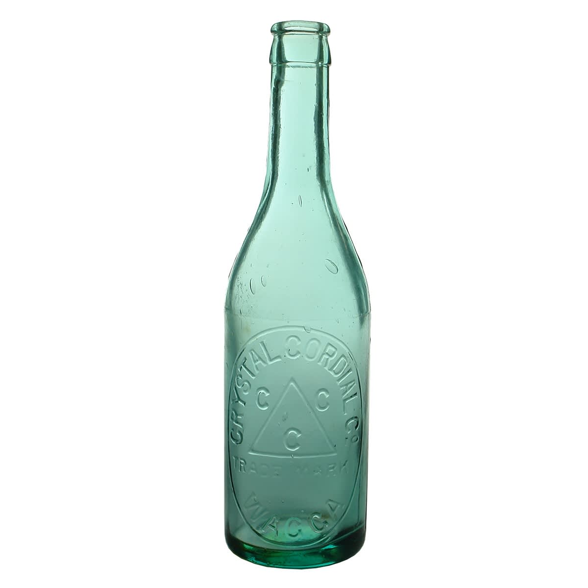 Crown Seal. Crystal Cordial Co., Wagga. Spun top. Aqua. 10 oz. (New South Wales)