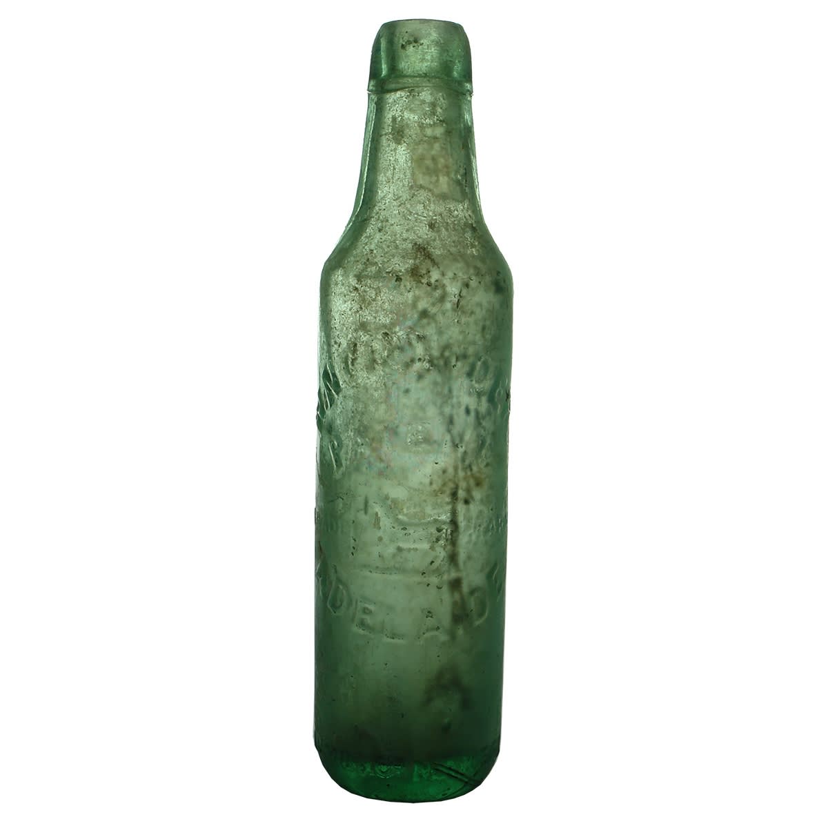 Lamont. W. N. Crowder, Adelaide. Lamonts patent double ended glass stopper. Aqua. 10 oz. (South Australia)