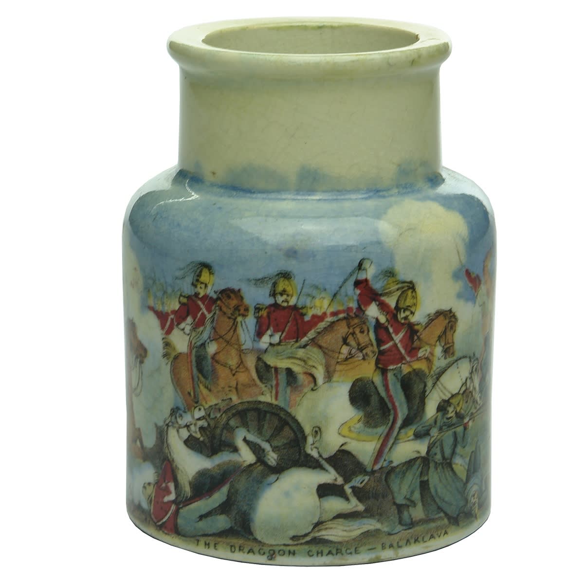 Prattware Jar. The Dragoon Charge Stoneware Pratt Jar