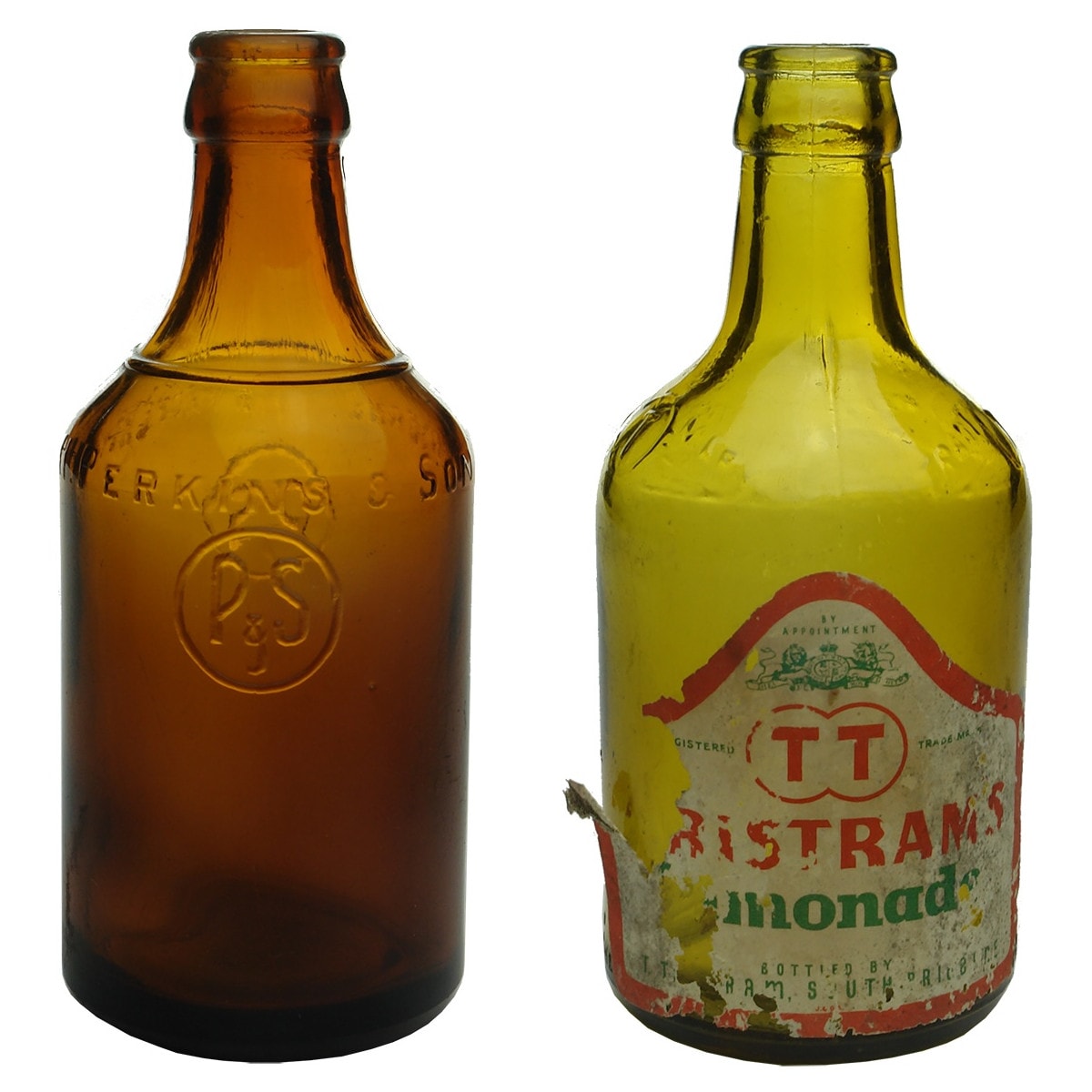 2 Crown Seal. H. Perkins & Son Brisbane and T. Tristram, Brisbane (with original Lemonade label). Amber. Dump. (Queensland)