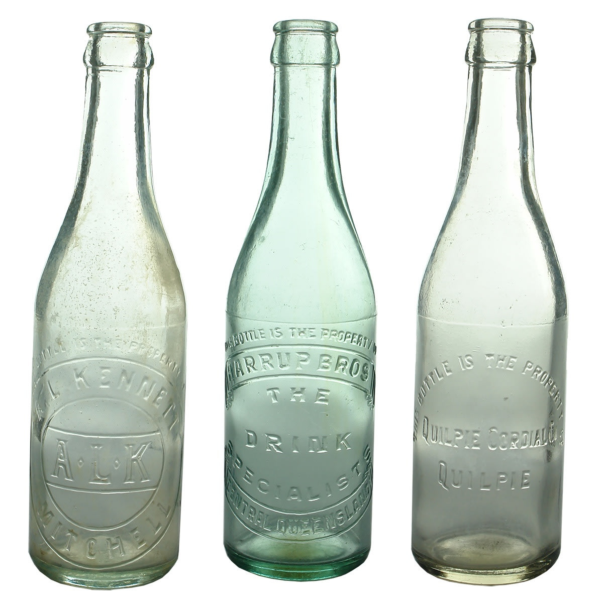 3 Crown Seals. A. L. Kennett, Mitchell; Harrup Bros, The Drink Specialists, Central Queensland; Quilpie Cordial Co. (Queensland)