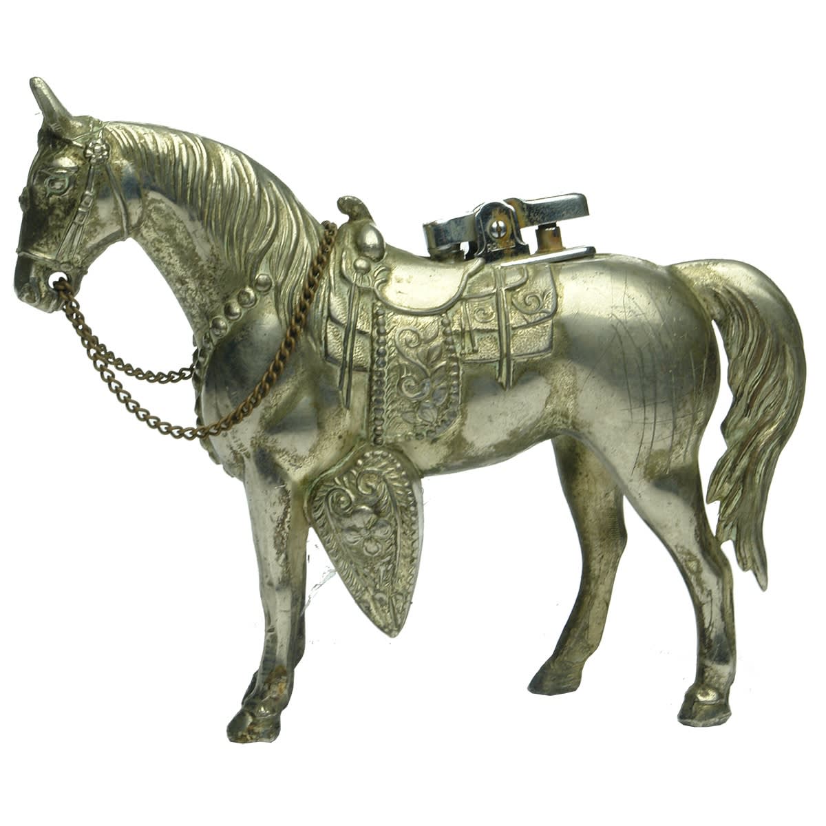 Tobacciana. Metal Horse Ronson Cigarette Lighter. Made in Hong Kong.