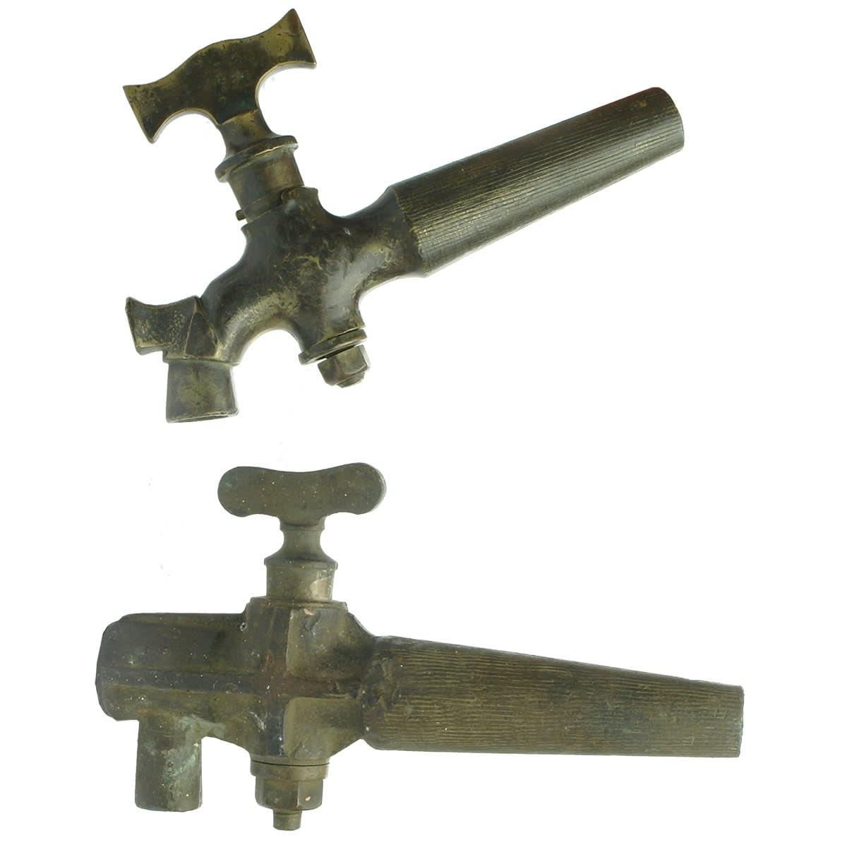 Metalware. Pair of brass barrel taps.