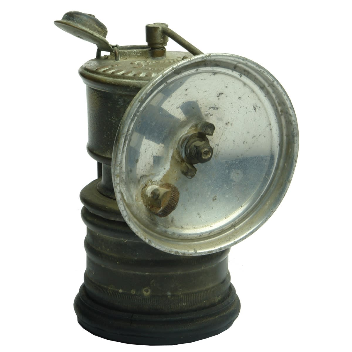 Lamp. "Premier" British Made Carbide Miners Lamp.