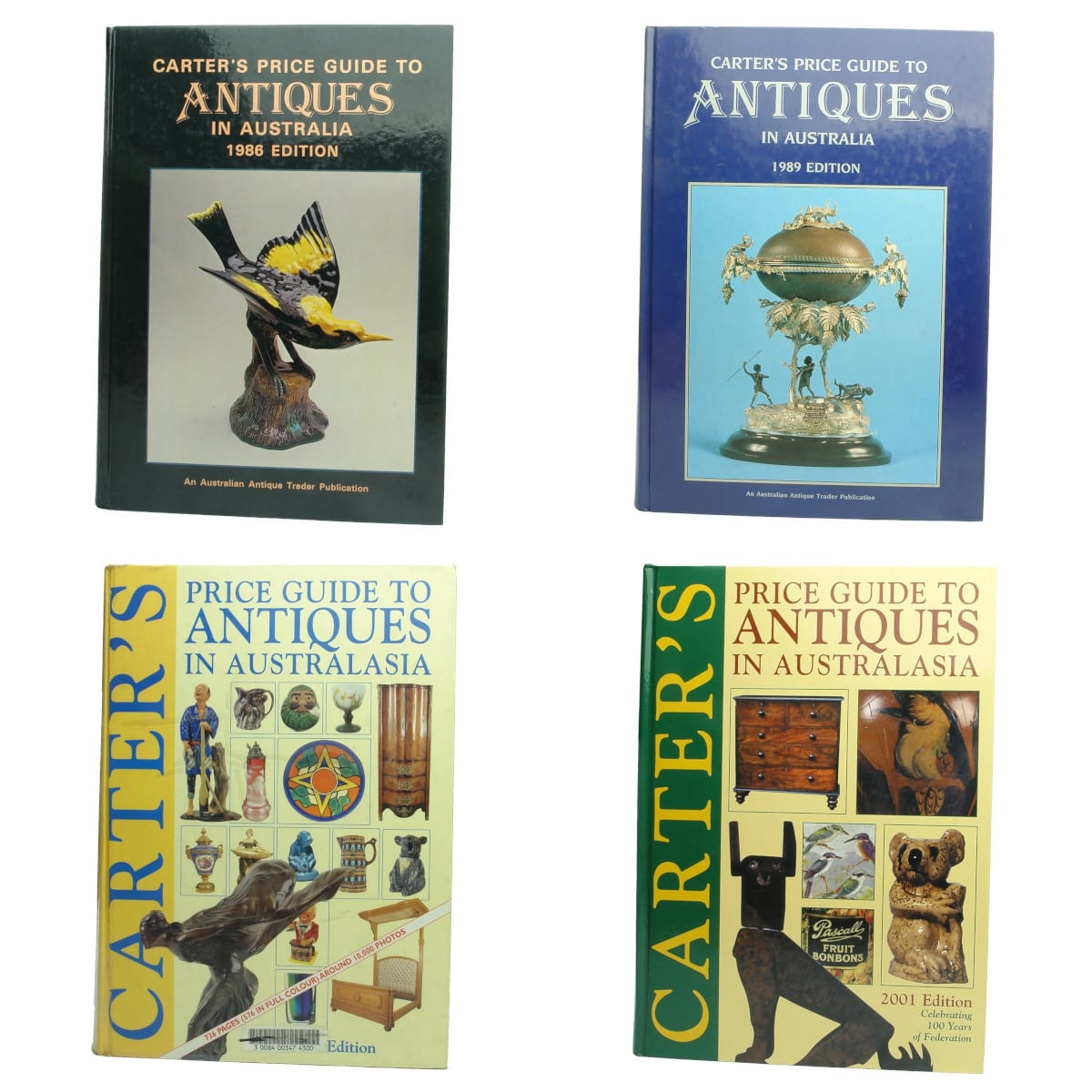 4 Books. Carter's Price Guide to Antiques in Australia. 1986, 1989, 2000 & 2001.