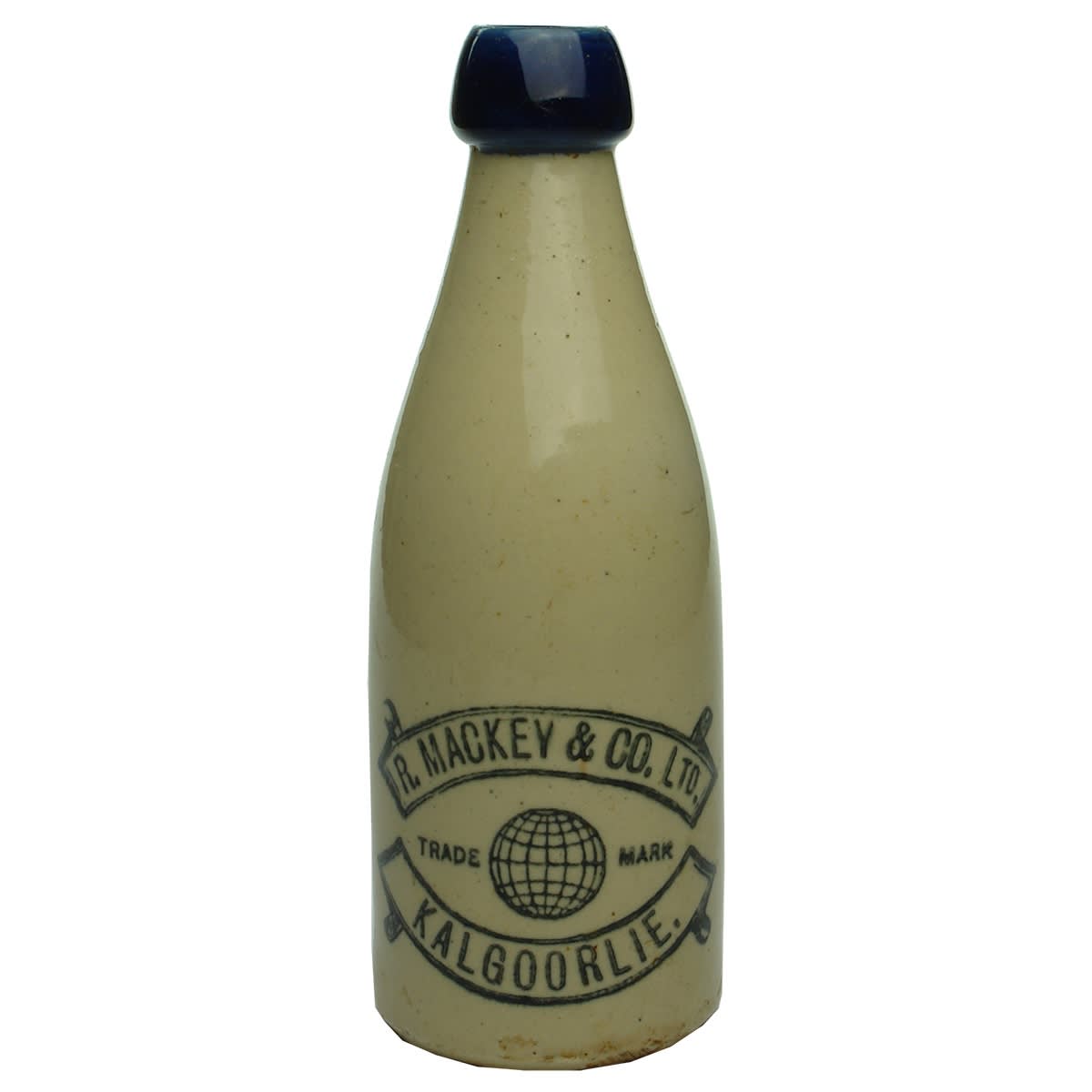 Ginger Beer. R. Mackey & Co. Ltd. Kalgoorlie. Globe. Blue Lip. Price Powell & Co Potters. (Western Australia)