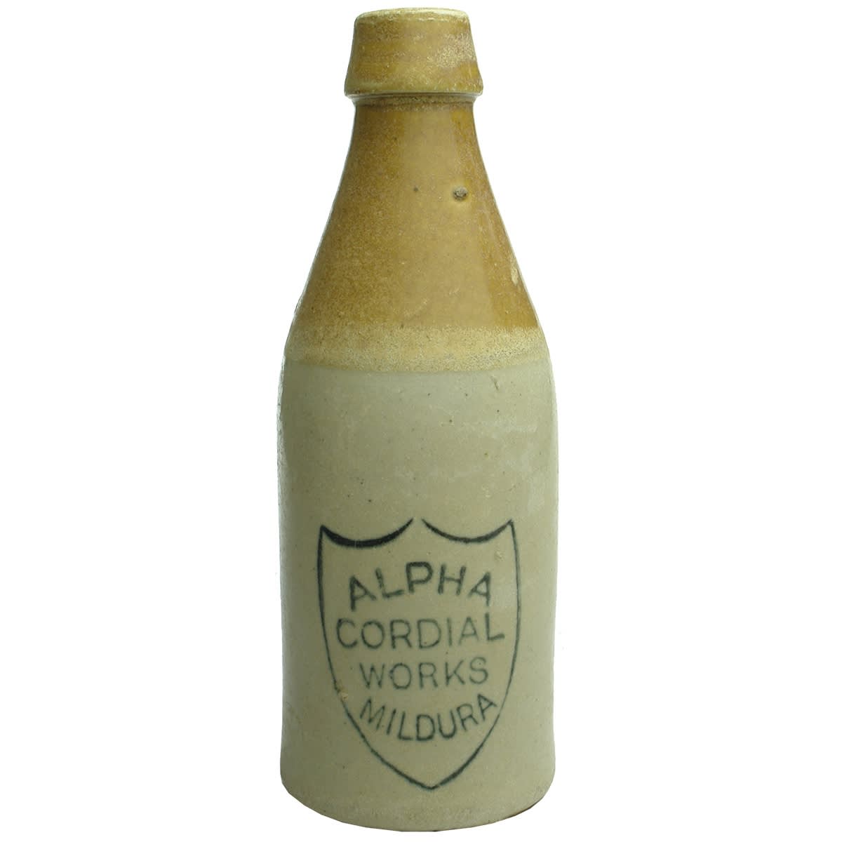 Ginger Beer. Alpha Cordial Works. Mildura. No Ginger Beer Print. Tan Top. 10 oz. (Victoria)