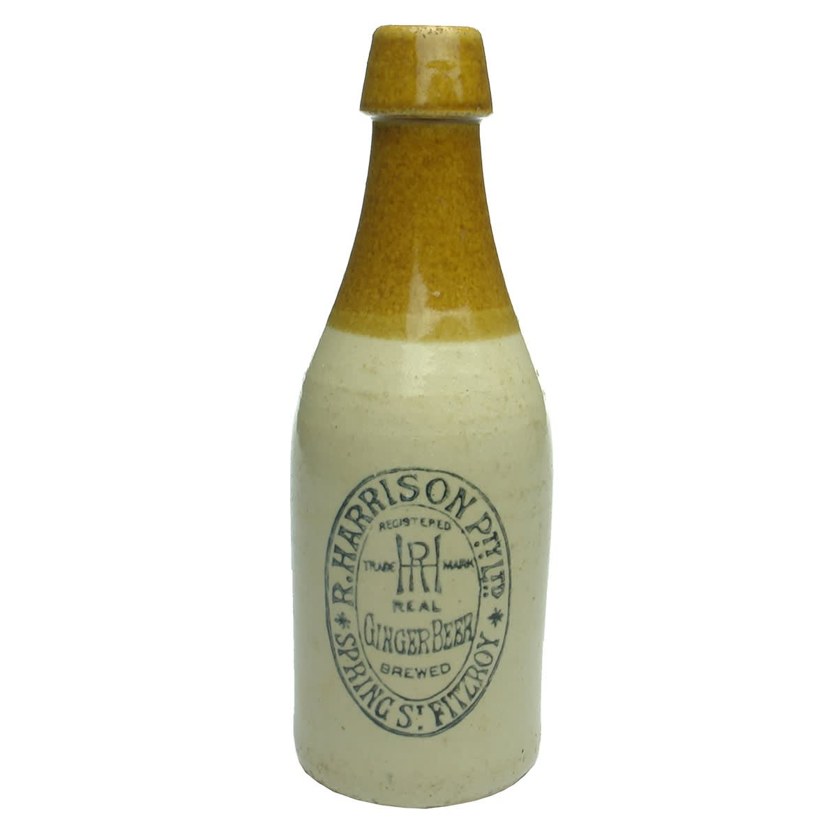 Ginger Beer. R. Harrison Pty Ltd., Spring St., Fitzroy. Tan Top. (Victoria)