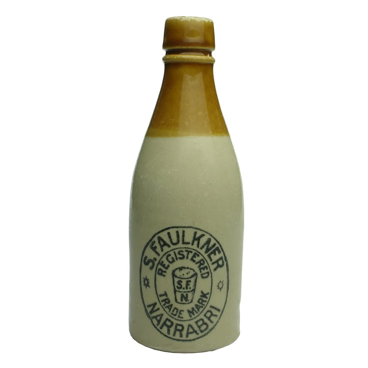 Ginger Beer. S. Faulkner, Narrabri. Cork stopper. Champagne. Tan Top. (New South Wales)